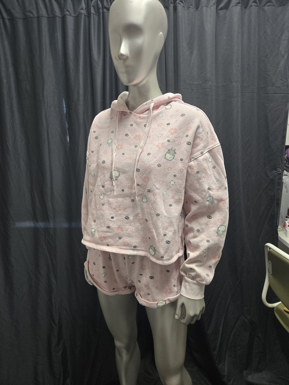 Cozy Pink Hooded Lounge Set with Totori Print